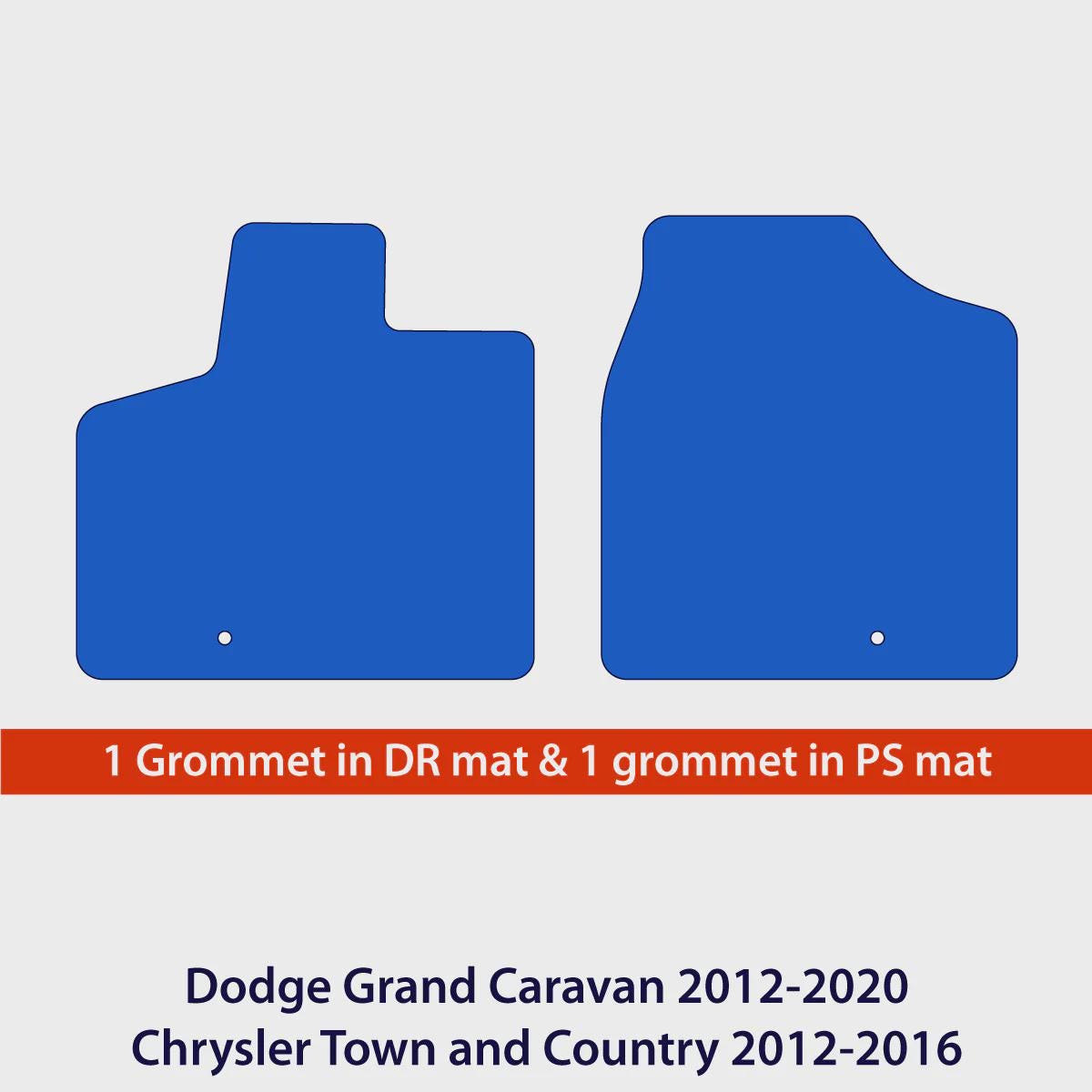 Dodge Grand Caravan 2012-2020 & Chrysler Town and Country 2012-2016 1st Row Velour Floor Mats – Black