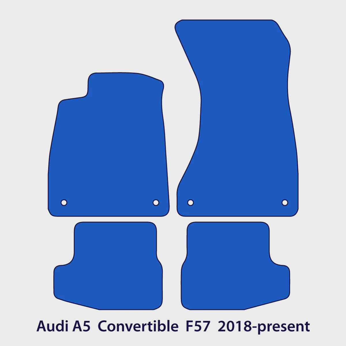 Audi A5 & S5 Convertible Velour Floor Mats 2018-2024 – F57 – Silver Stitching