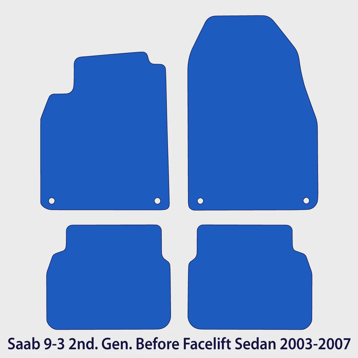 Saab 9-3 Velour Floor Mats 2003-2007 – Sedan & Wagon – Black