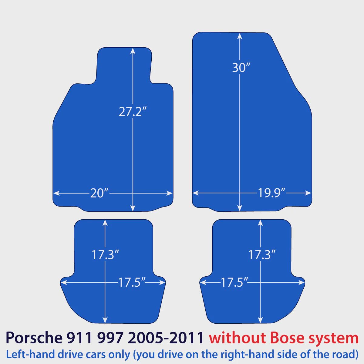 Porsche 911 Velour Floor Mats 2005-2011 without Bose system – 997 – Black